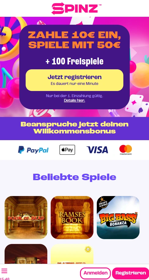 spinz mobile home page